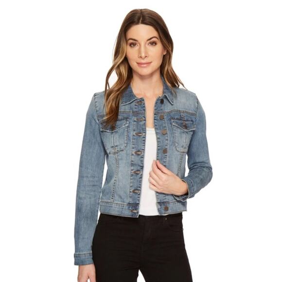 Kut from the Kloth Denim Blue Amelia Empathetic Medium Wash Jean Jacket Medium - Picture 3 of 15